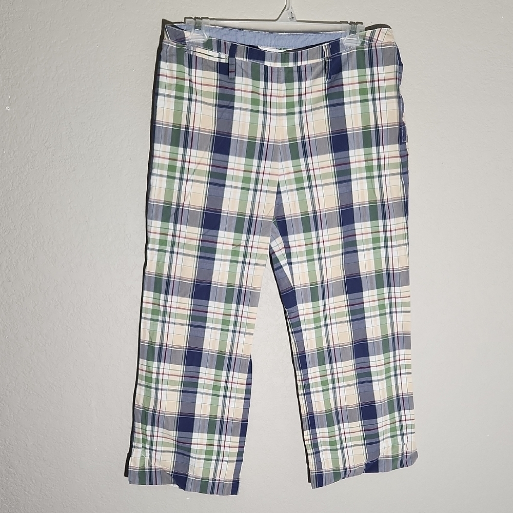 Tommy Hilfiger Capri Plaid Pants Cropped Pants Blue Green size 8 has spot